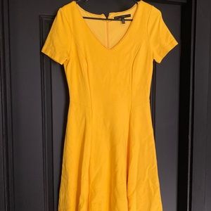 White House black market yellow fit and flare dress